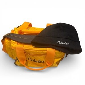Cabela's Orange Duffel Bag and Black Beanie Combo